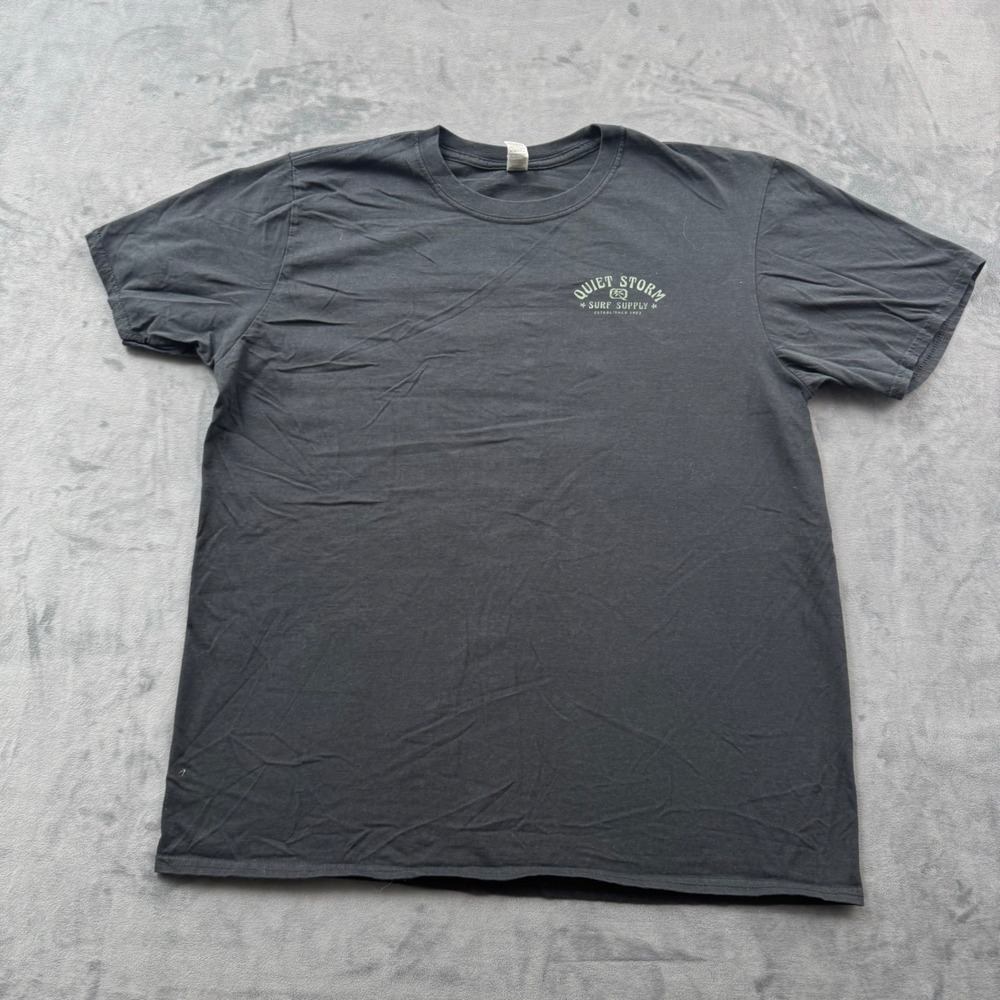 Quiet Storm Surf Supply Myrtle Beach SC T-Shirt XL Black Palm Tree Graphic Tee